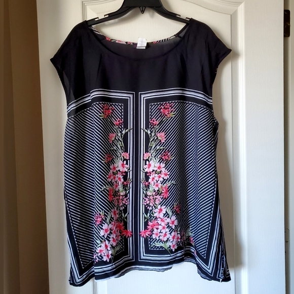 Cocomo Striped Floral Tank Top 1x - Picture 4 of 6